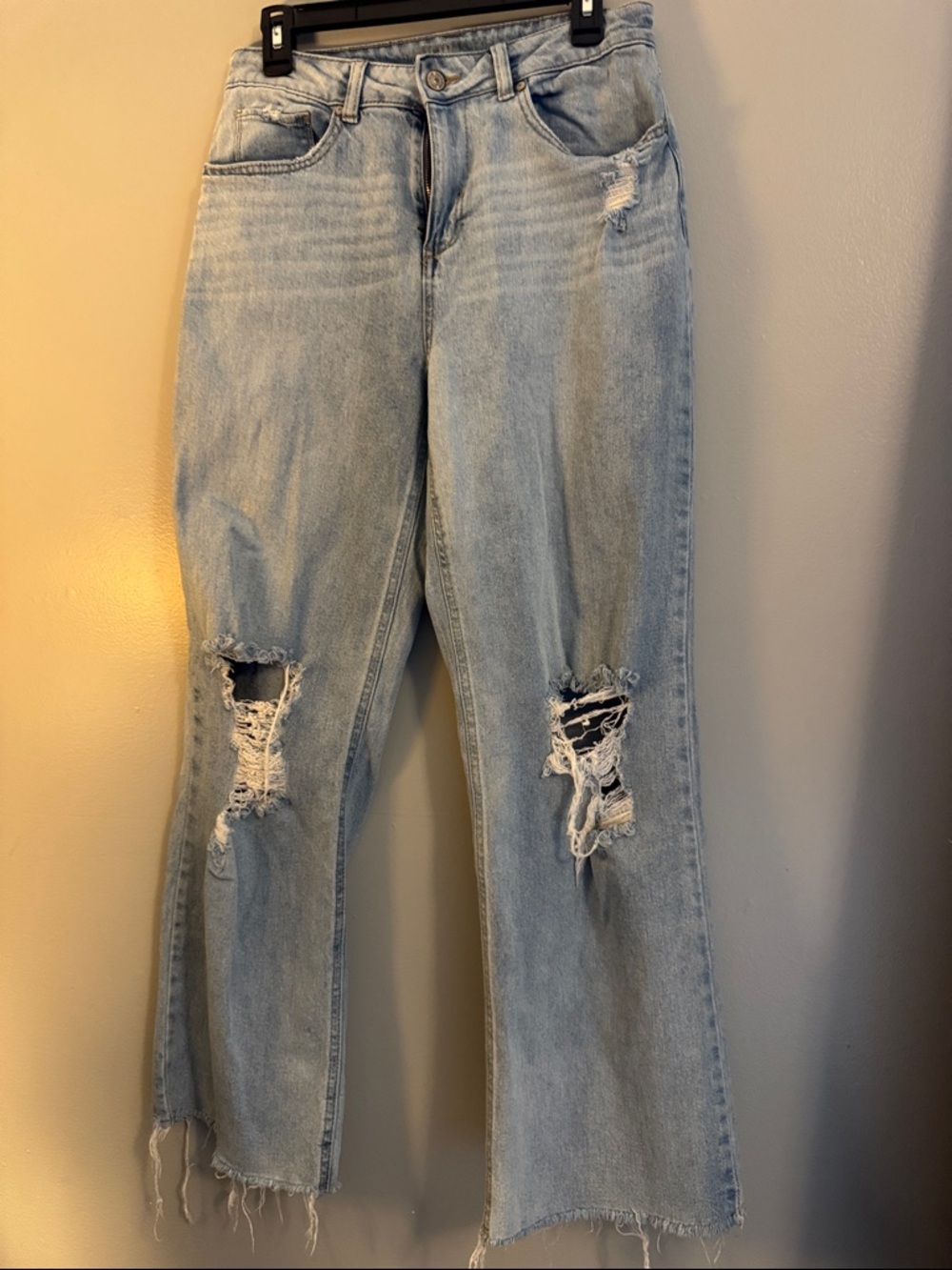 Rewash Light Blue Distressed Straight Leg Jeans